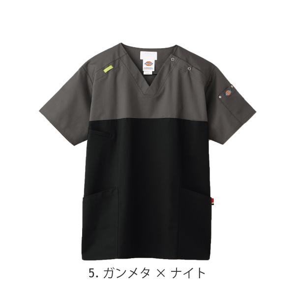 7040SC スクラブ 白衣 おしゃれ かっこいい Dickies 半袖 バイカラー 男女兼用 ユニセックス ナース 医者 ウェア フォーク 看護 介護 医療 病院｜vivid-closet｜07