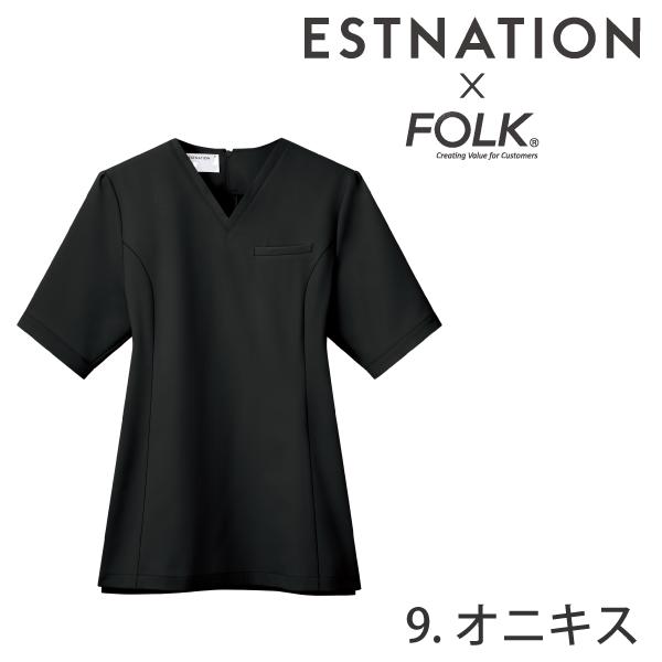 スクラブ 医療 白衣 ナース レディス フォーク ESTNATION