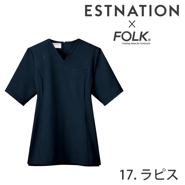 スクラブ 医療 白衣 ナース レディス フォーク ESTNATION
