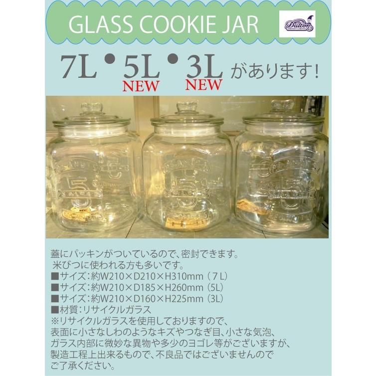 CH00-H05-5 GLASS COOKIE JAR 5L ガラスクッキージャー 米びつ 5kg ライスボックス 保存容器 ガラス瓶 キャニスター  ガラス瓶 レトロ ダルトン DULTON｜vividly-store｜02