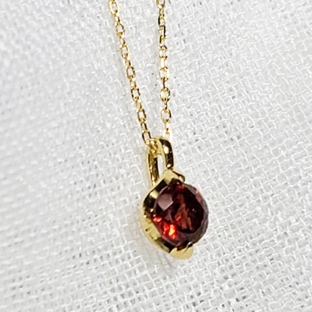 ネックレス レディース ガーネット K18金属アレルギー対応 刻印入 