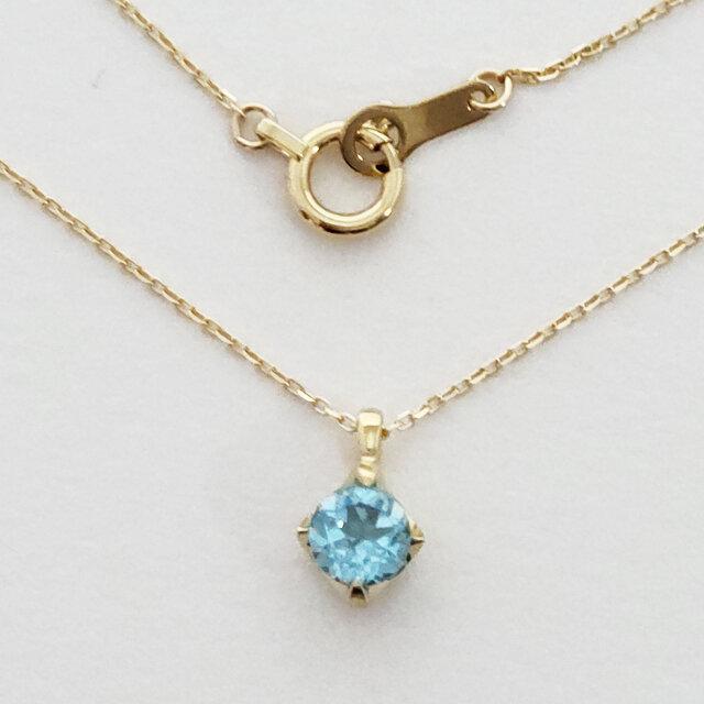 もずくK18ブルートパーズネックレス K18 ロンドンブルートパーズ＆ダイヤモンドのネックレス