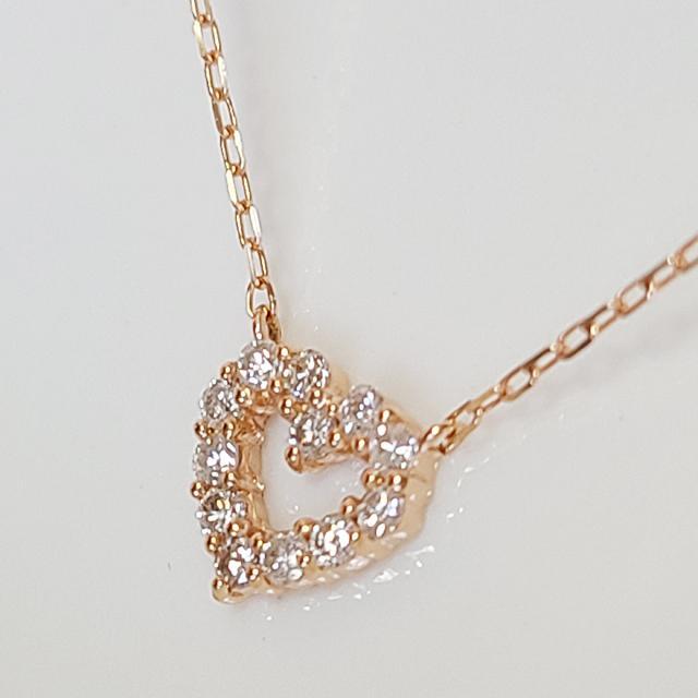 ネックレス レディース ダイヤモンド K10PG 刻印 ハート お返し