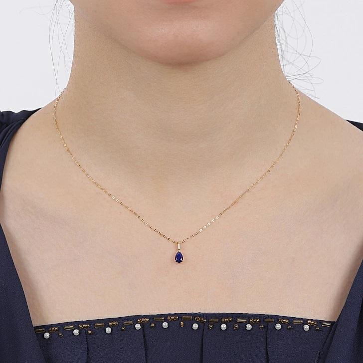 ネックレス 18金 ラピスラズリ ペアシェイプ シンプル ジュエリー