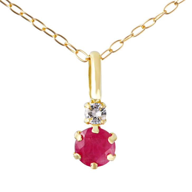【スプリング】 K18wG 天然ルビー ダイヤモンド ネックレス K18WG 天然 ルビー ダイヤモンド ネックレス プチ ラウンド 18金