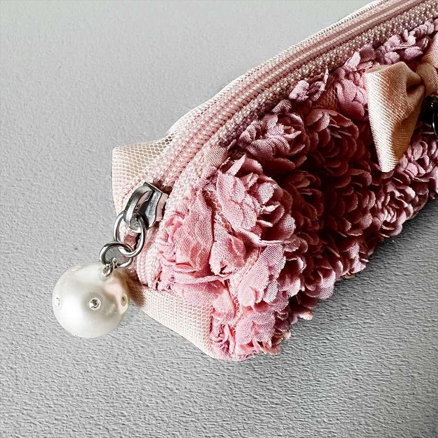 マルチポーチ　ペンケース　ピンクの薔薇　ハンドメイド LA LUICE（ラ ルイス） 5色展開 ミニローズペンケース 筆箱 薔薇