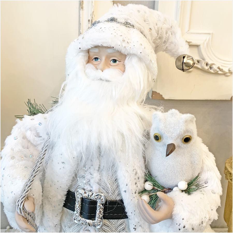 クリスマスサンタ ホワイト 高さ46cm クリスマスグッズ 置物