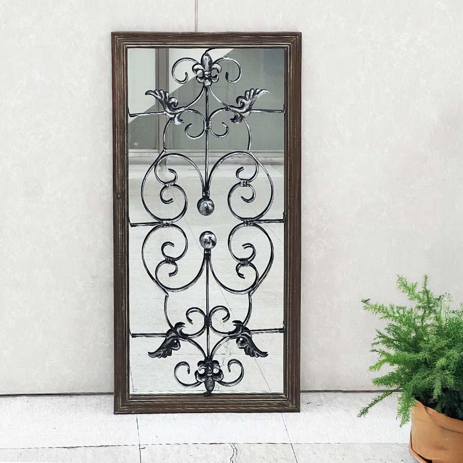 アンティーク風　アイアン飾りウォールミラー アンティーク風アイアン飾りウォールミラー