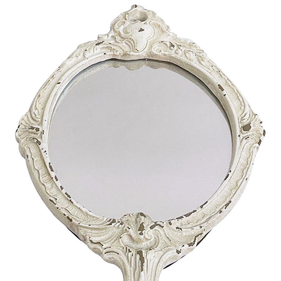 アンティークレリーフ 手鏡 ハンドミラー シャンパンゴールド ホワイト