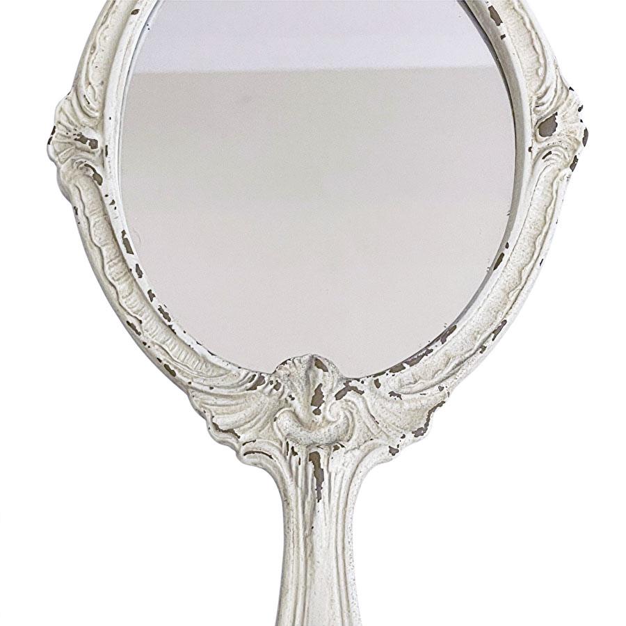 アンティークレリーフ 手鏡 ハンドミラー シャンパンゴールド ホワイト