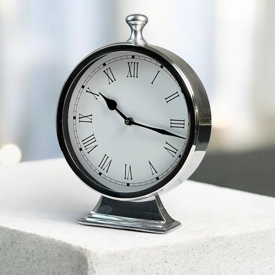 新品　おしゃれな置き時計 ラウンド 高さ28cm-10％OFF～ 置き時計 ラウンド 置時計 時計 高さ28cm アンティーク風 クラシカル