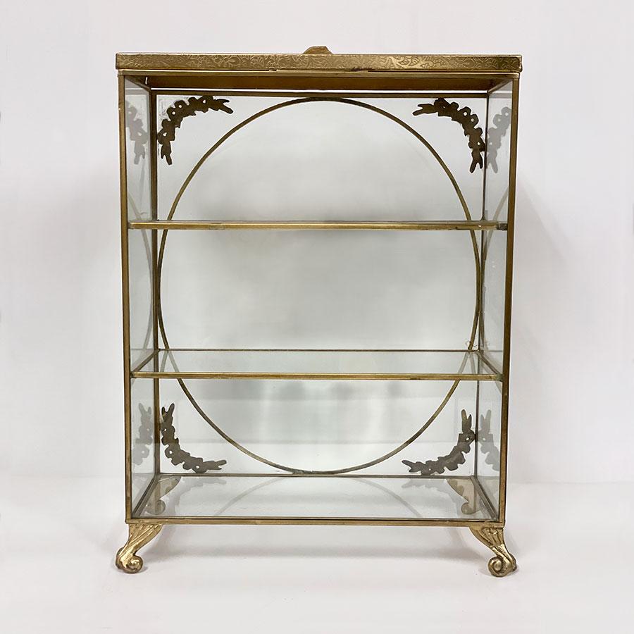 真鍮×ガラス製 コレクションボックス（扉開閉式）2色展開 キャビネット