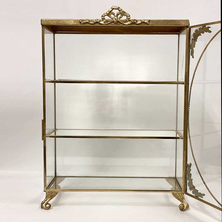 真鍮×ガラス製 コレクションボックス（扉開閉式）2色展開 キャビネット