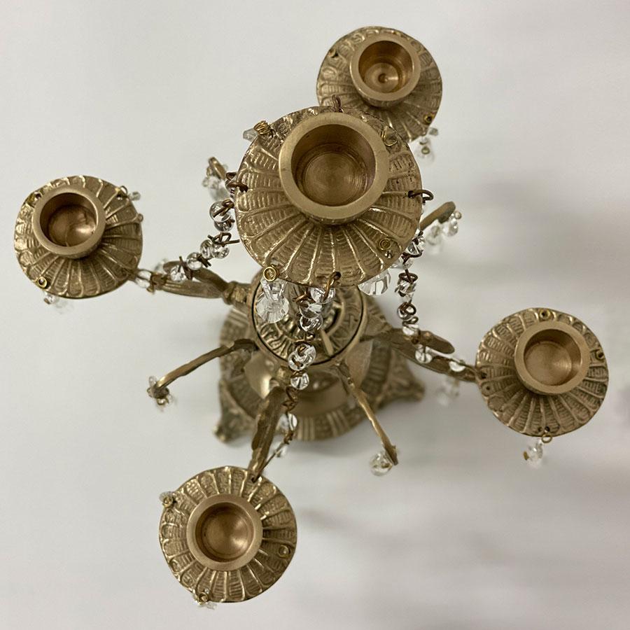 シャンデリア型キャンドルスタンド 真鍮 アンティーク調 燭台 ろうそく