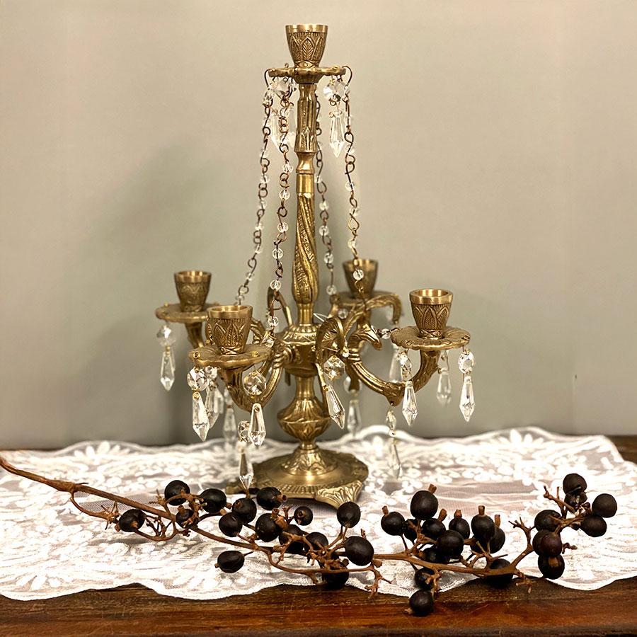 シャンデリア型キャンドルスタンド 真鍮 アンティーク調 燭台 ろうそく