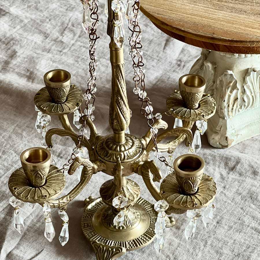 シャンデリア型キャンドルスタンド 真鍮 アンティーク調 燭台 ろうそく