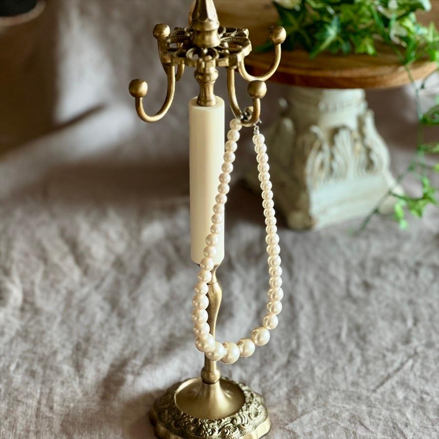 アクセサリースタンド（回転式）真鍮×木製 ジュエリースタンド