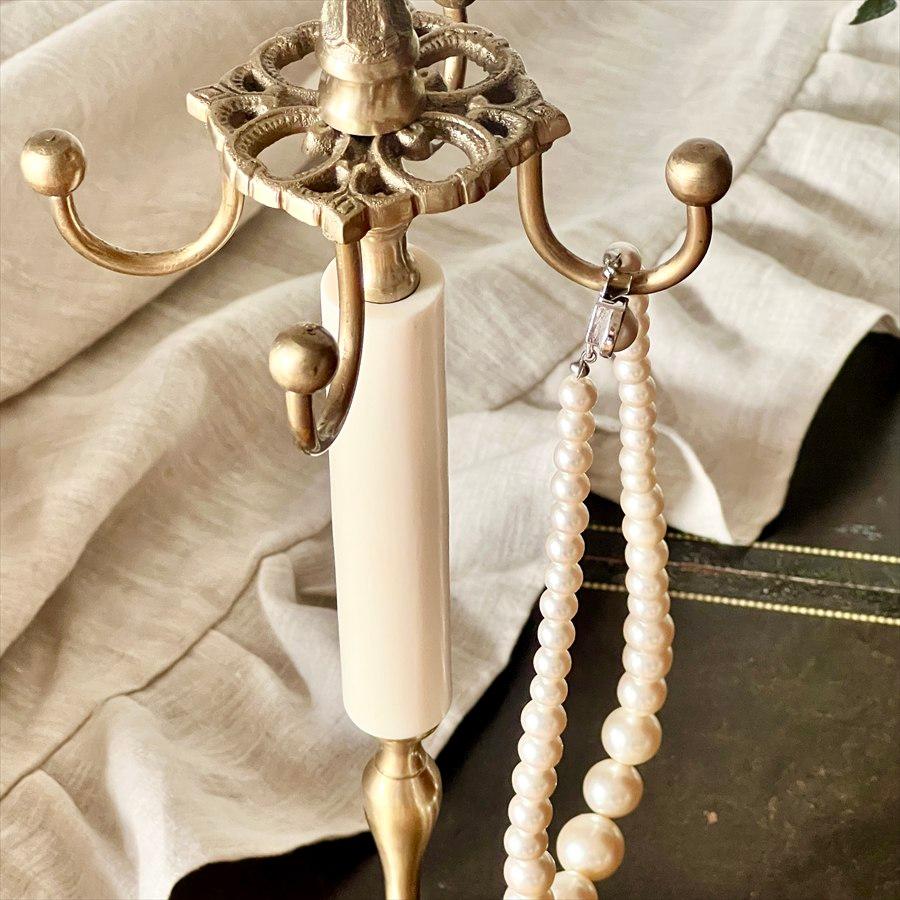 アクセサリースタンド（回転式）真鍮×木製 ジュエリースタンド