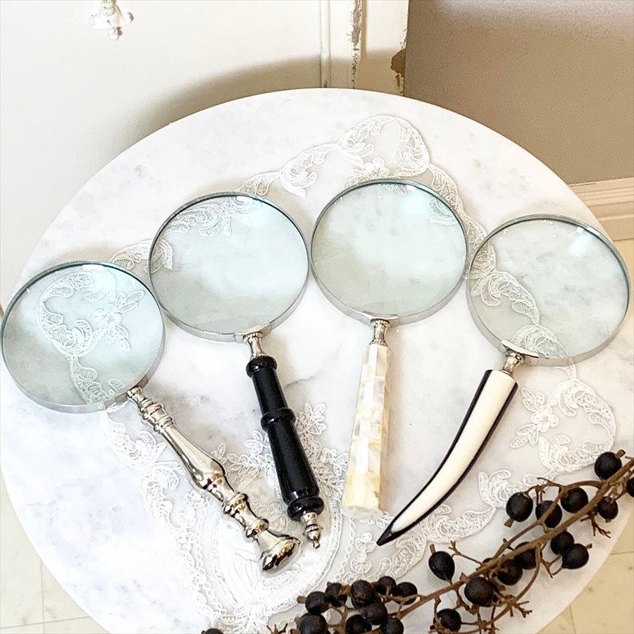 クラシックモダン 虫眼鏡 牛角 ルーペ ホワイトブラック