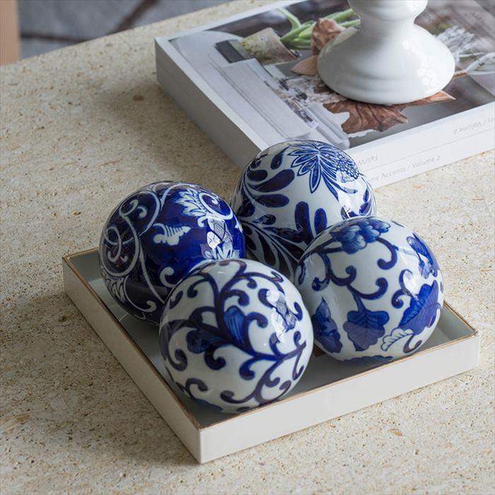 シノワズリ クラシックモダン 陶磁器ボール 4個セット 雑貨 置き物