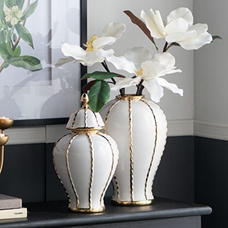 2サイズ展開 蓋付壺S 白 高さ36cm 磁器 ジャー 花びん 花瓶 花器 