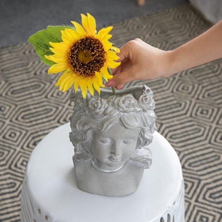 ガーデンインテリア プランター ロングヘア胸像 高さ25cm 壁掛け 置物