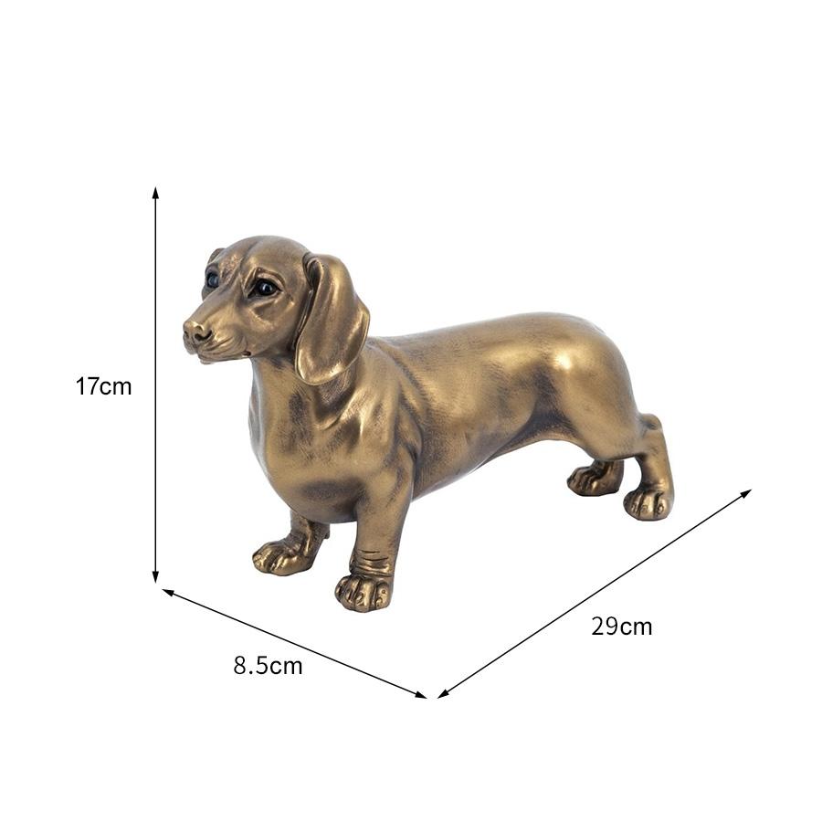 オブジェ ダックスフンド 高さ17cm ブロンズ調 リアル 置物 犬 北欧