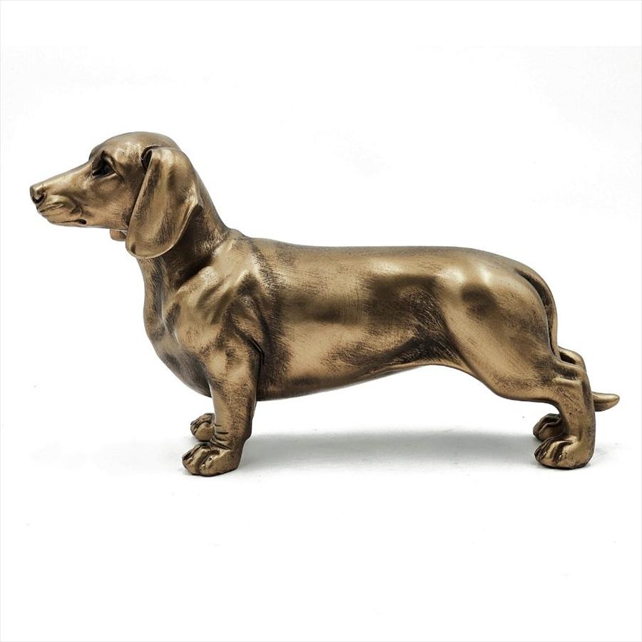 オブジェ ダックスフンド 高さ17cm ブロンズ調 リアル 置物 犬 北欧