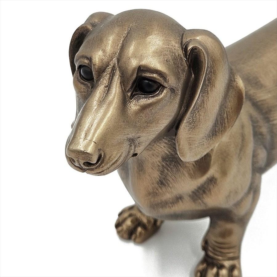 オブジェ ダックスフンド 高さ17cm ブロンズ調 リアル 置物 犬 北欧