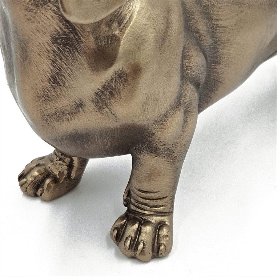オブジェ ダックスフンド 高さ17cm ブロンズ調 リアル 置物 犬 北欧