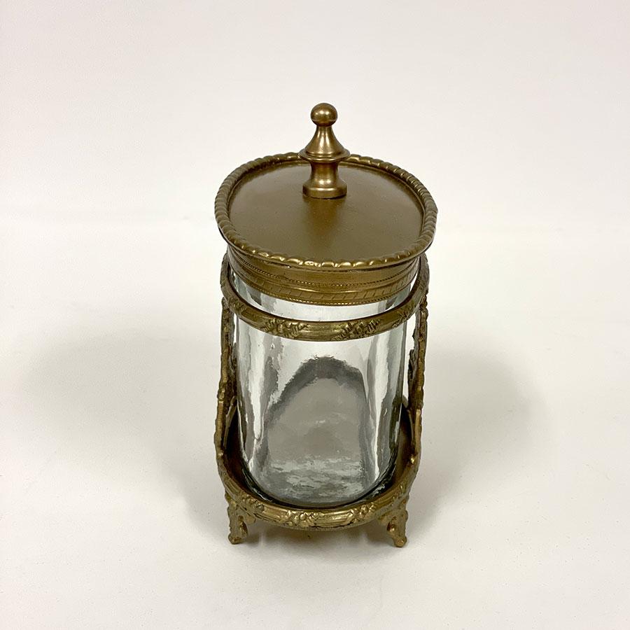 クラシック 小物入れ 真鍮×ガラス ゴールド シルバー 脚付き ガラス瓶