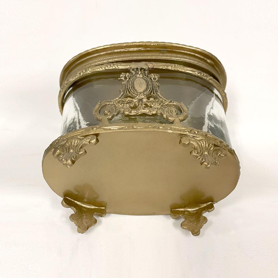 クラシック 小物入れ 真鍮×ガラス ゴールド シルバー 脚付き ガラス瓶