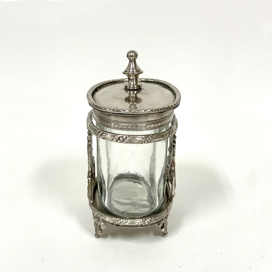 クラシック 小物入れ 真鍮×ガラス ゴールド シルバー 脚付き ガラス瓶