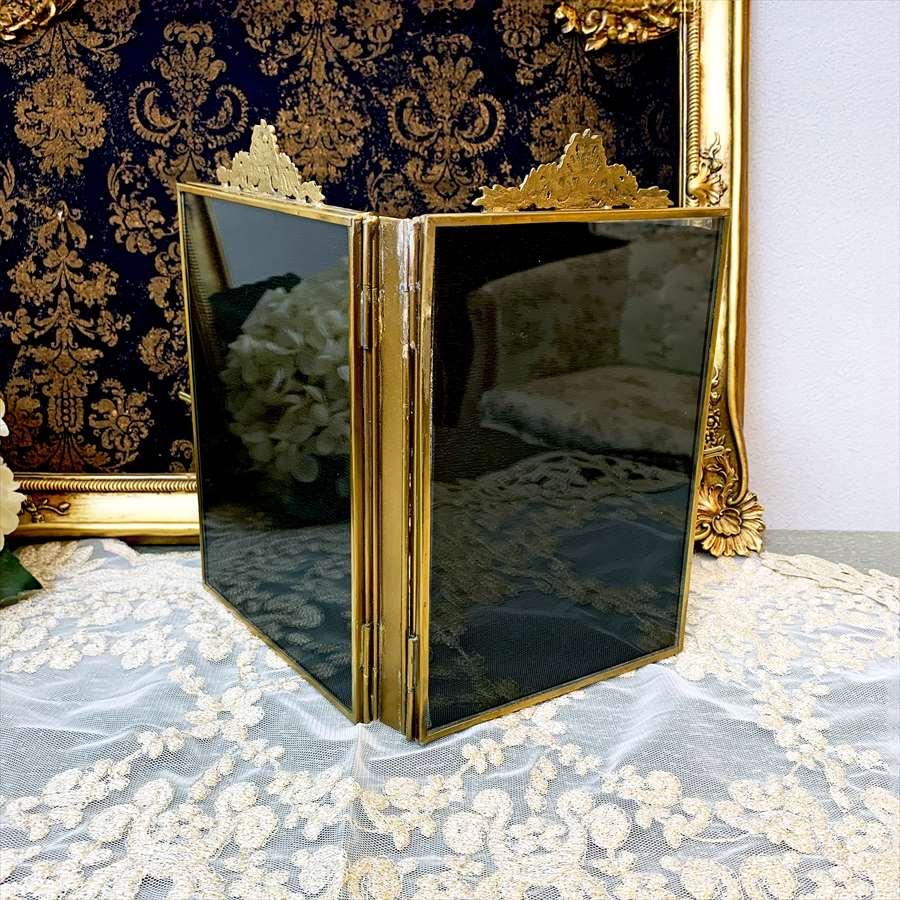 クラシックフォトフレーム ダブル 2面 写真立て 両面 縦置き 真鍮