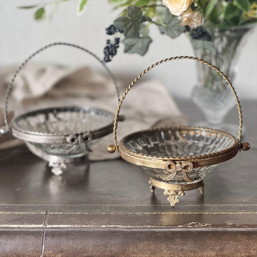 小物入れ バスケット 真鍮 ガラス ゴールド アンティーク 87152GB-GD 小物入れ バスケット 真鍮 ガラス ゴールド アンティーク 87152GB-GD