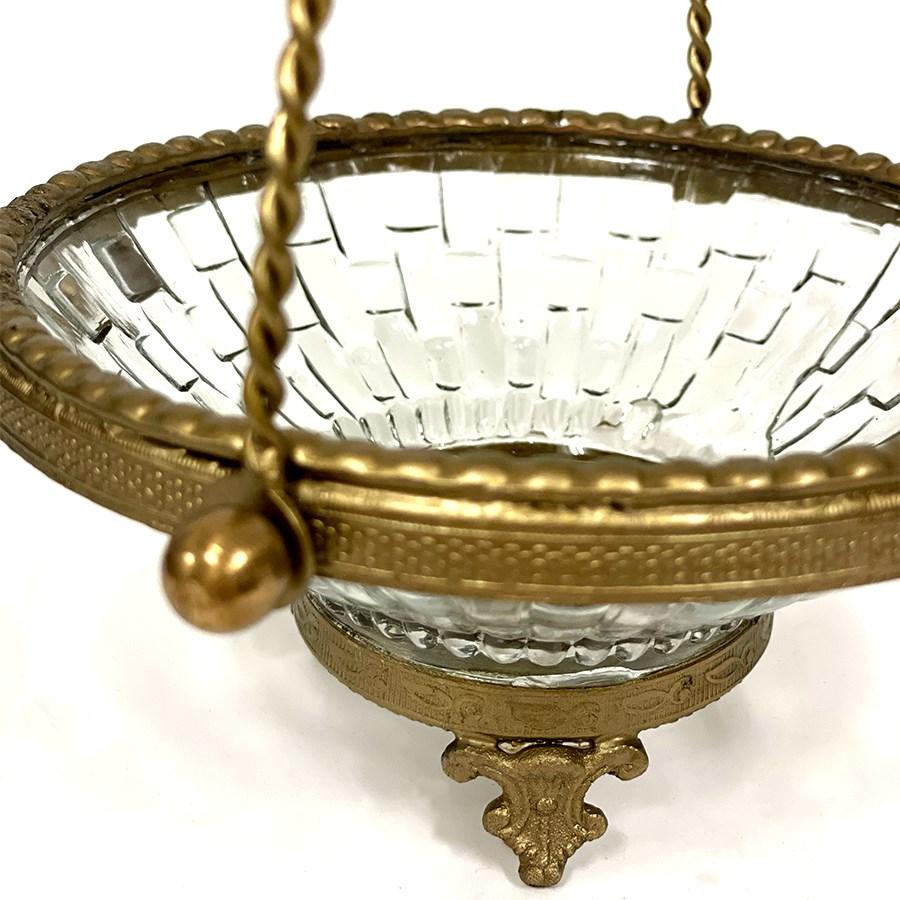 バスケット（取手付き）真鍮×ガラス ゴールド シルバー 小物入れ