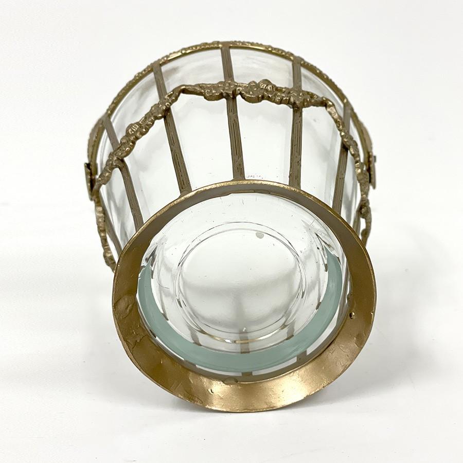 ガラスバスケット 真鍮×ガラス ゴールド シルバー 花瓶 小物入れ