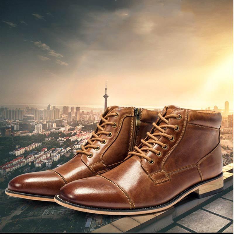 ブラウンレザー ワークブーツ レースアップ