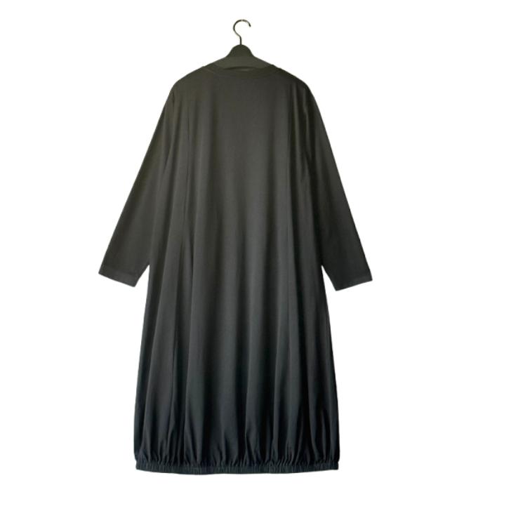 NEW 丸首 異素材ポケット付き ドレープデザイン ロングワンピース レディース 長袖 バルーン風 ワンピース体型カバー Bell Pony ベルポニー |  | 03