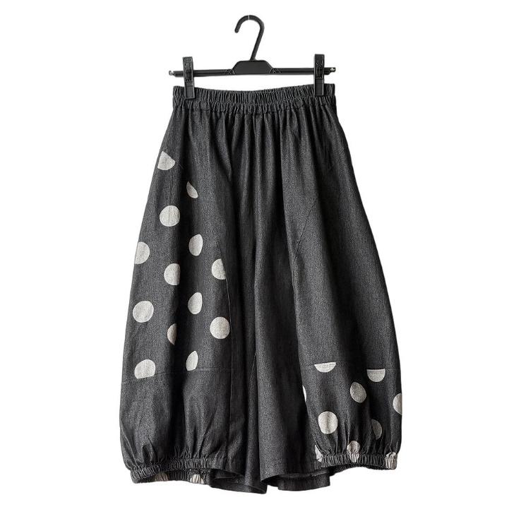 SALE/5%OFF】ドット柄 アシンメトリー デニムワイドパンツ ボトムス