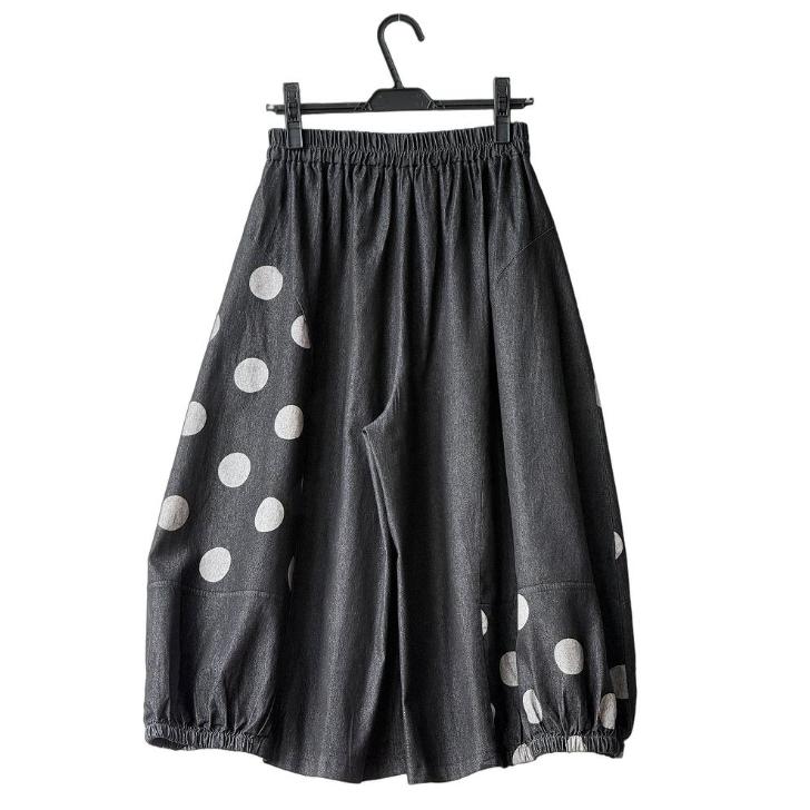 SALE/5%OFF】ドット柄 アシンメトリー デニムワイドパンツ ボトムス