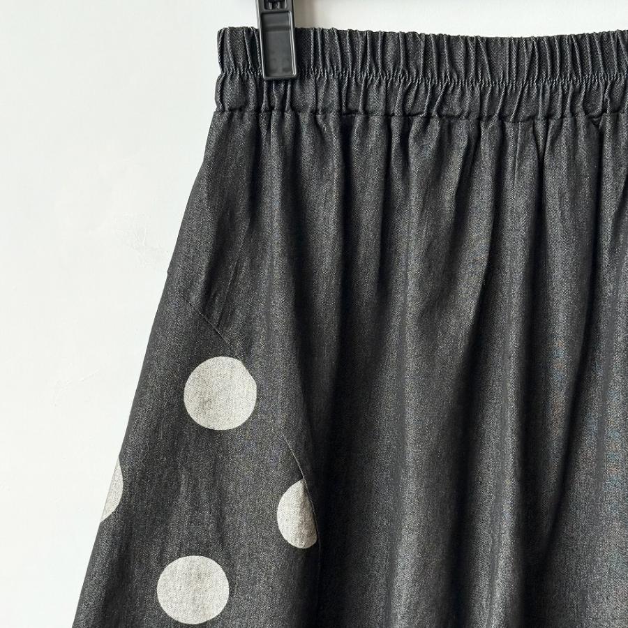 SALE/5%OFF】ドット柄 アシンメトリー デニムワイドパンツ ボトムス