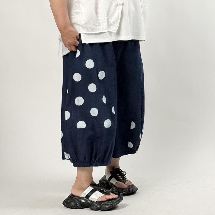 SALE/5%OFF】ドット柄 アシンメトリー デニムワイドパンツ ボトムス