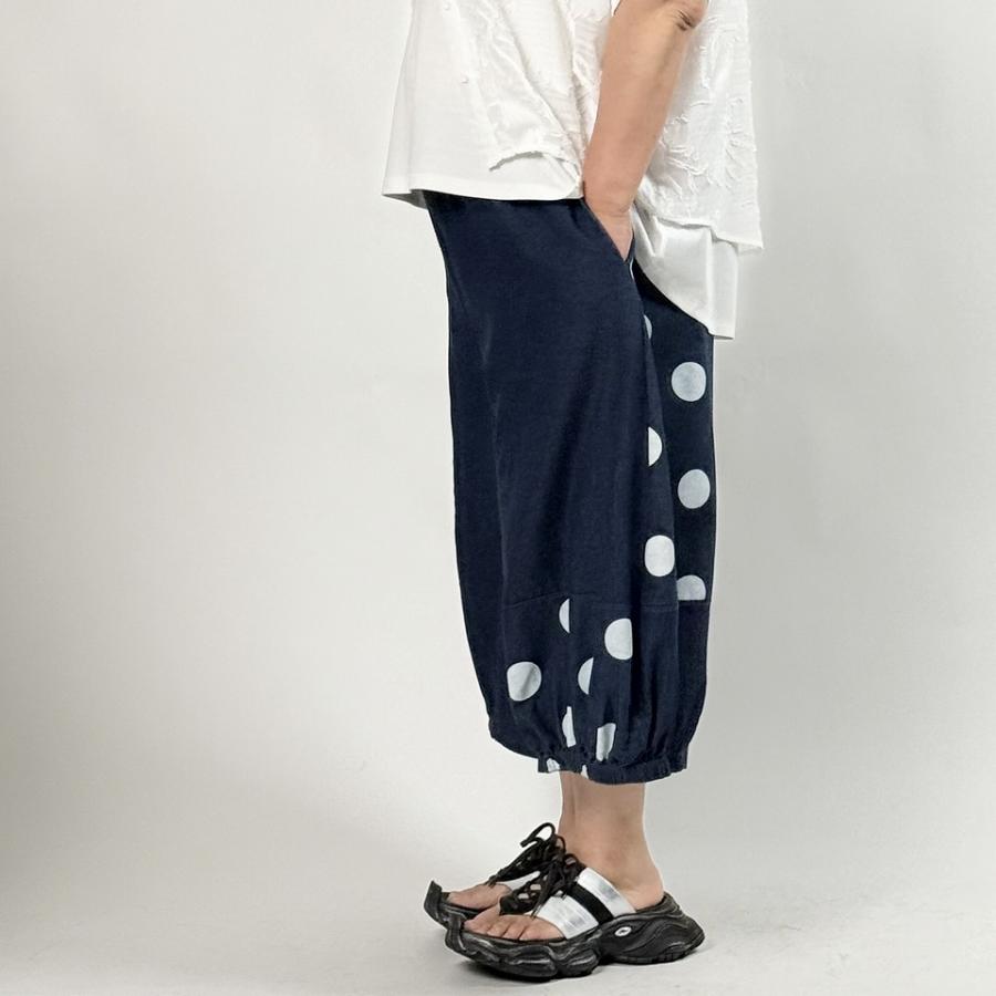 SALE/6%OFF】ドット柄 アシンメトリー デニムワイドパンツ ボトムス