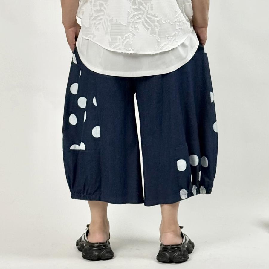 SALE/5%OFF】ドット柄 アシンメトリー デニムワイドパンツ ボトムス