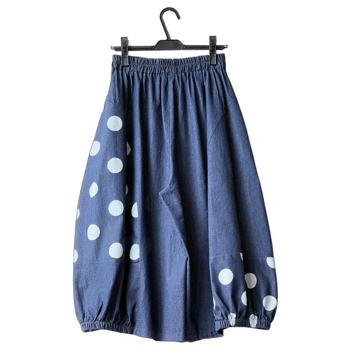 SALE/5%OFF】ドット柄 アシンメトリー デニムワイドパンツ ボトムス