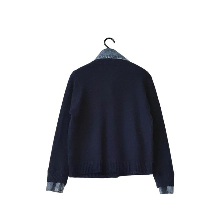 完売 異素材切り替え デニム×ニット カーディガン レディース 長袖