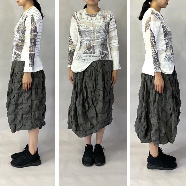 コクーン シルエット ドレープ スカート ウエストゴム レディース ボトムス 春 秋 40代 50代 60代 ヨシヨシ バイピージェイ Yoshi Yoshi by pj |  | 04