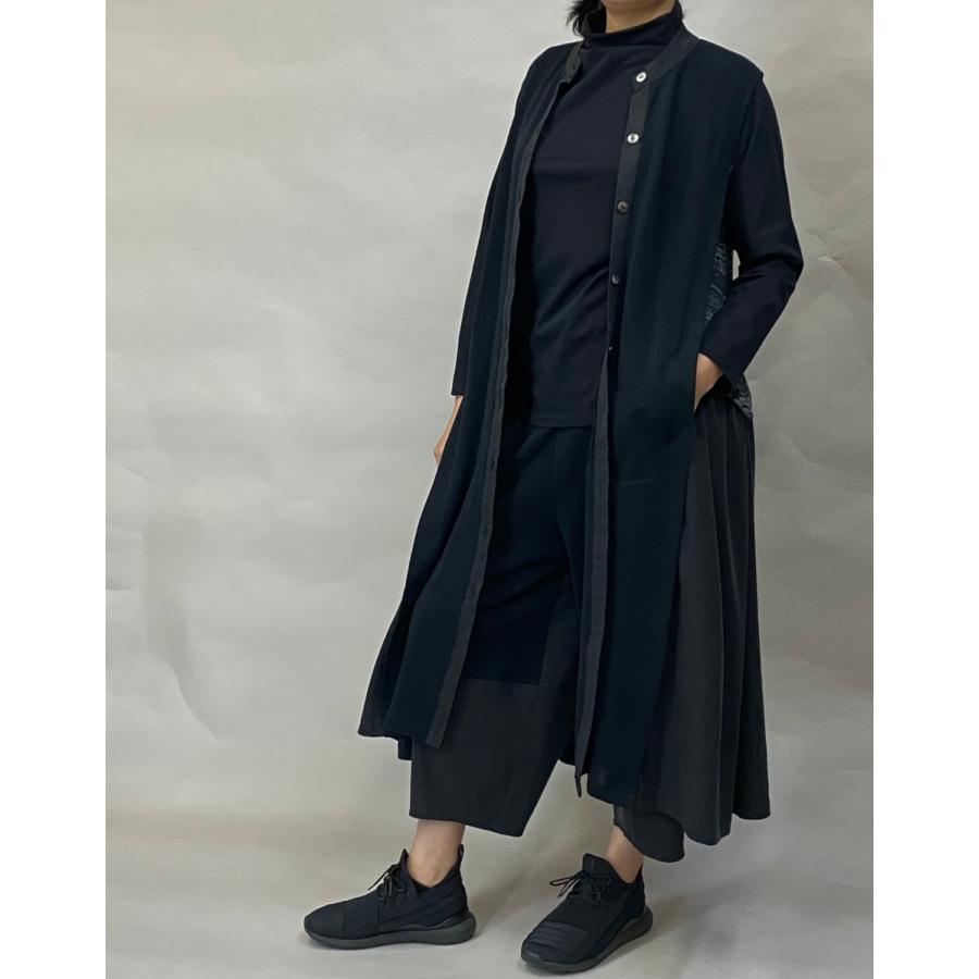 SALE 70%OFF 春 秋 冬 秋冬 異素材コンビ ロング ジレ ベスト ブラック 