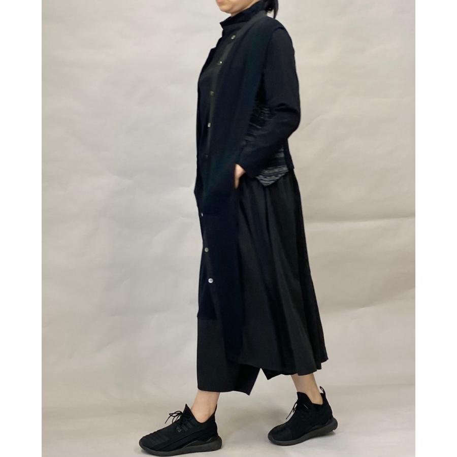 SALE 70%OFF 春 秋 冬 秋冬 異素材コンビ ロング ジレ ベスト ブラック 